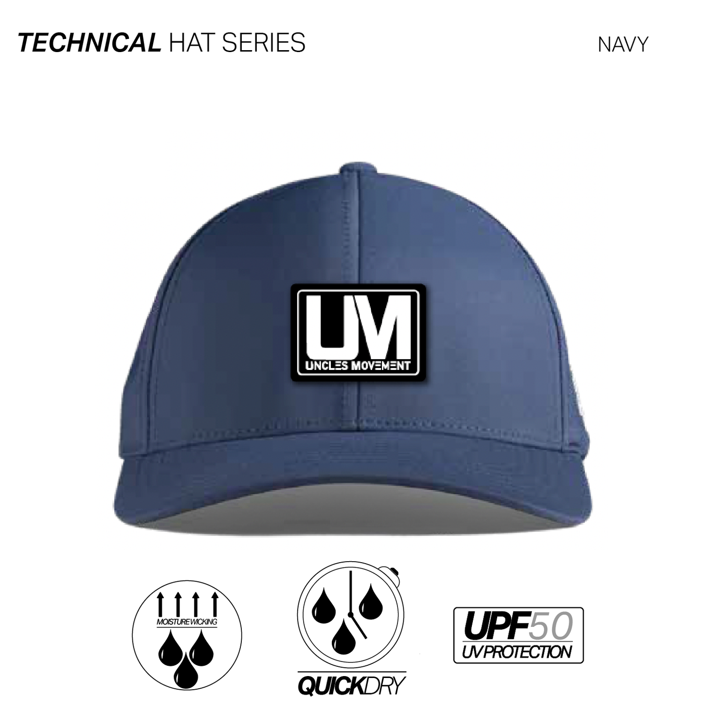 UM TWO STORY BRANDED BILLS CURVE BILL TECH HAT NAVY